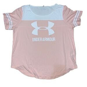 WOMEN’S PINK AND WHITE XL UNDER ARMOUR TOP